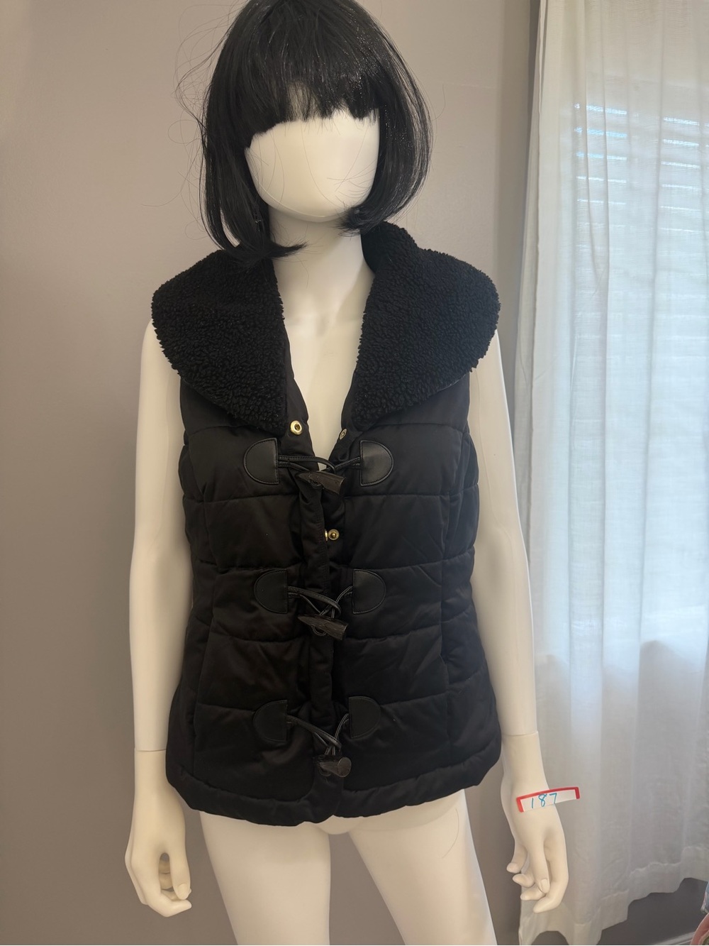 Ralph Lauren Black Quilted Puffer Vest with Sherpa Collar